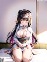 Hentai - 明朝艳梦之性感汉服的热烈魅力 Set 2 20230604 Part 2 A woman in a kimono sitting on a bed.